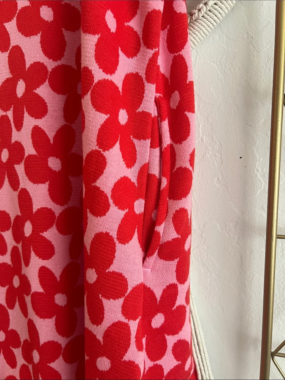 XL (14/16) | Old Navy Red Floral Slip Dress with Pink Background
